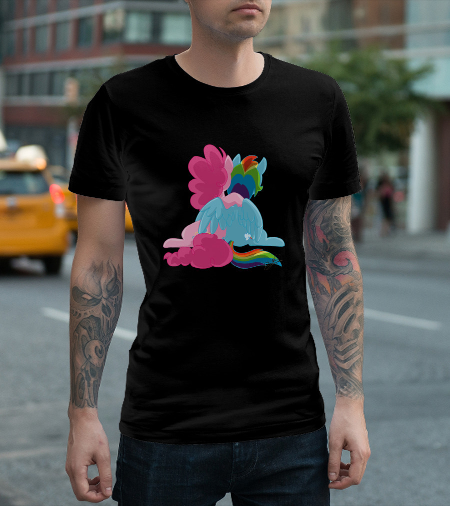 Sunset Hugs Rainbow Ponies Embrace T-Shirt