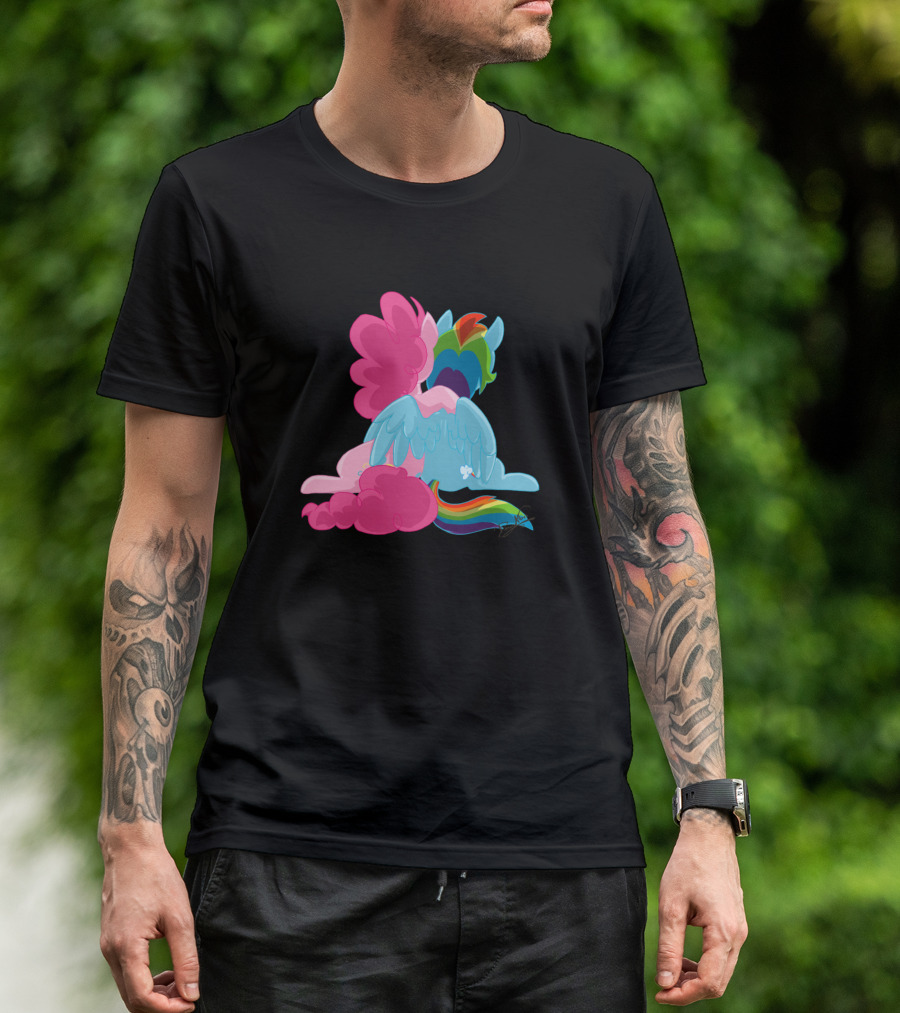 Sunset Hugs Rainbow Ponies Embrace T-Shirt