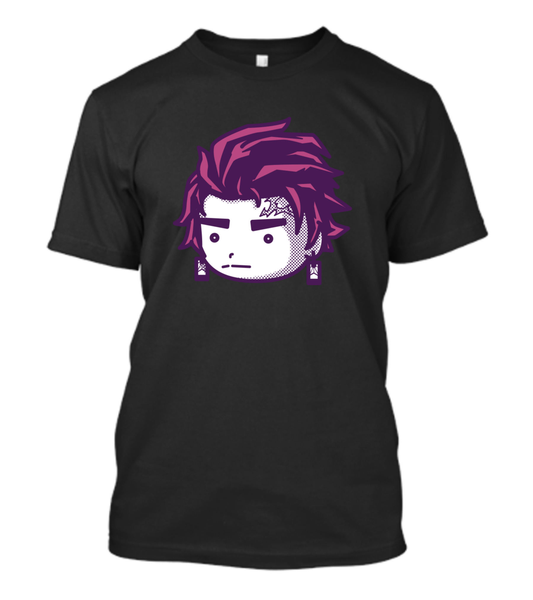 Tanjiro Chibi Style Face With Earrings T-Shirt