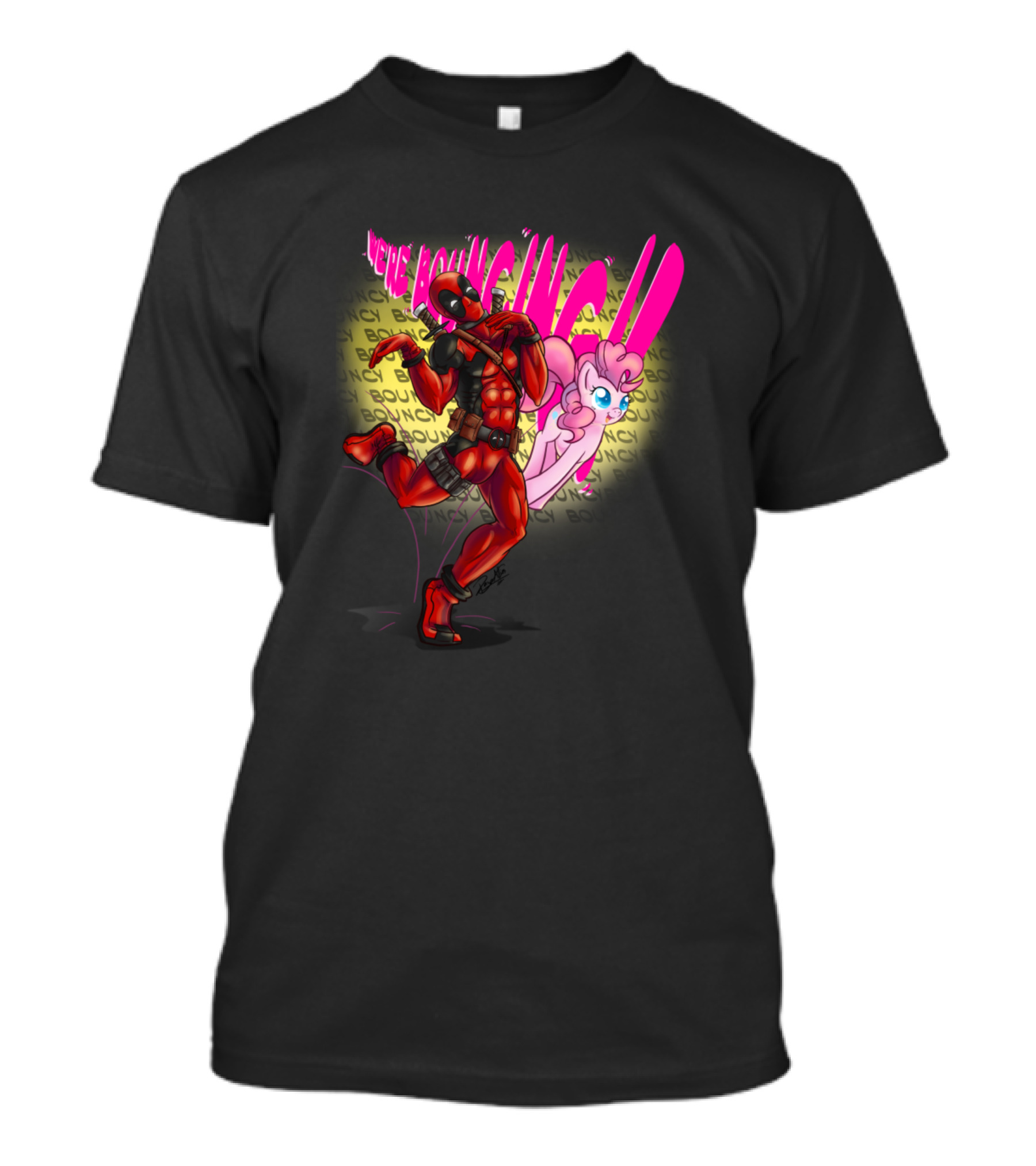 Deadpool And Pinkie Pie We're Bouncing Crossover T-Shirt