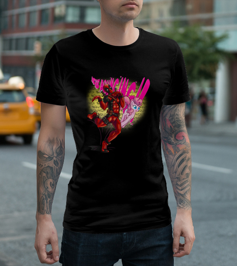 Deadpool And Pinkie Pie We're Bouncing Crossover T-Shirt