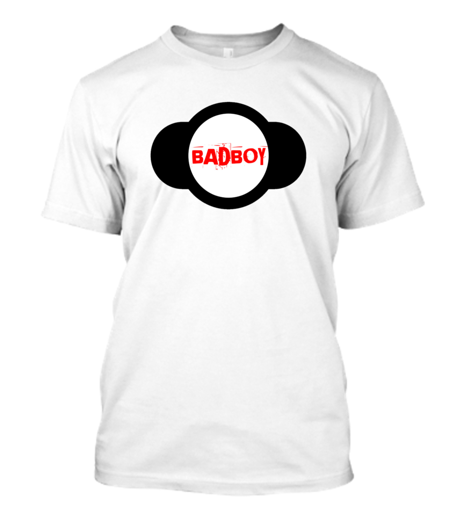 BAD BOY Graffiti Style Bold Red Text On Black Minimalist Circular Motif T-Shirt