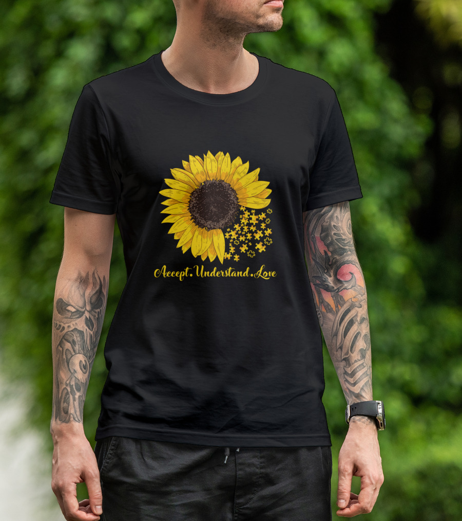 Accept Understand Love Sunflower Autism Awareness T-Shirt