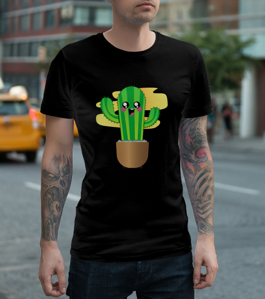 Cactus Kawaii Cactus Class Cute Green Smiling Pot T-Shirt