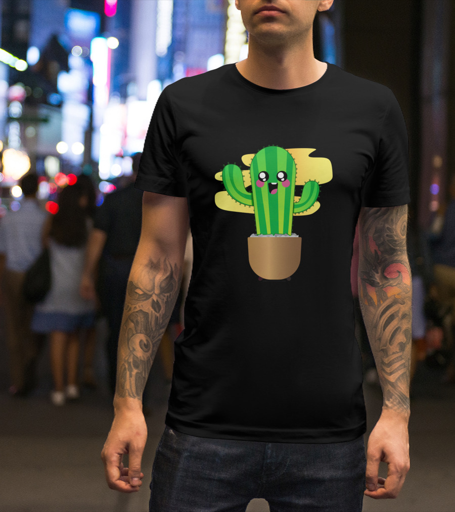 Cactus Kawaii Cactus Class Cute Green Smiling Pot T-Shirt