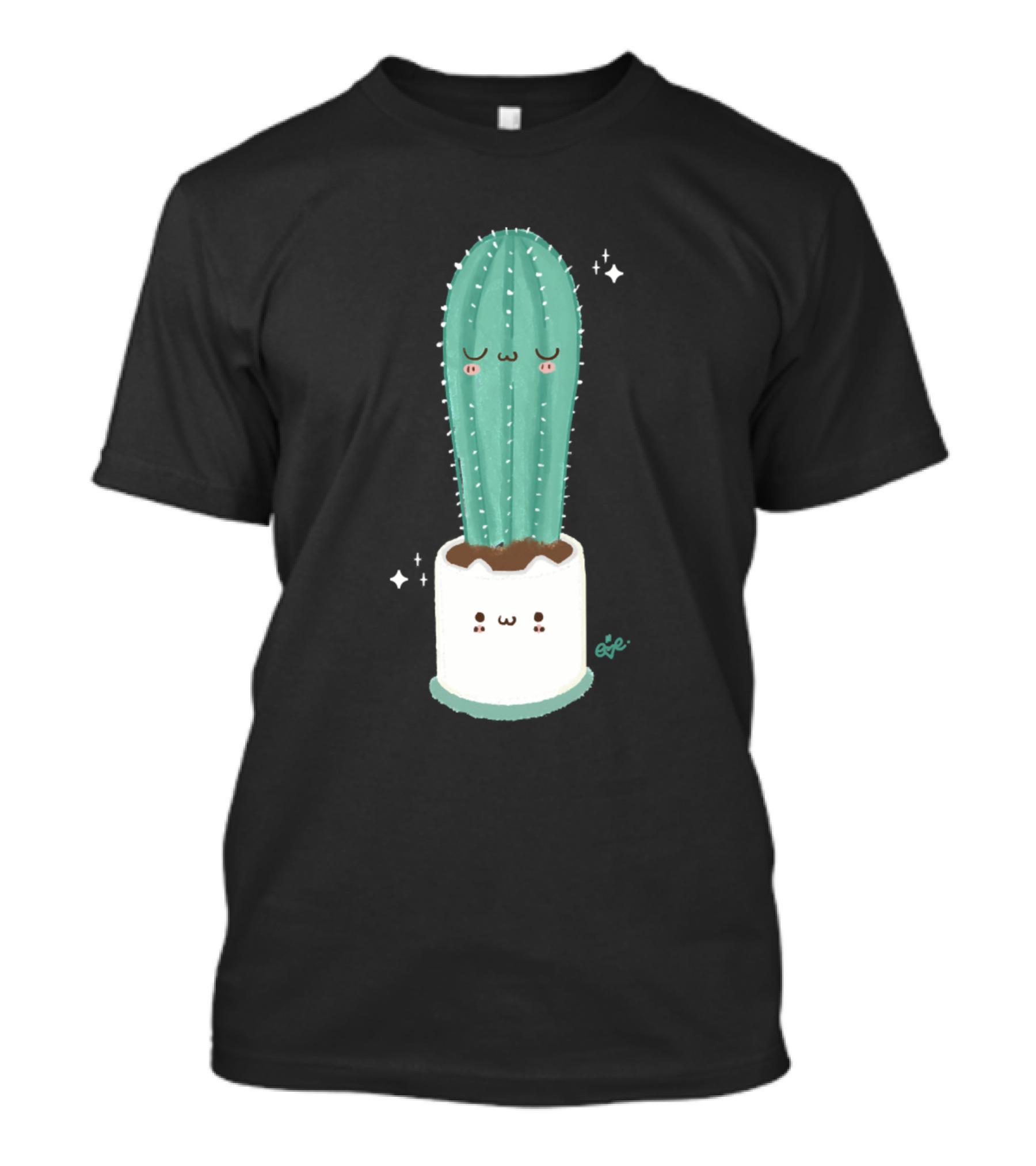 Cactus Kawaii Cactus Love Cute Green Cactus With Sparkles And Smiling Face T-Shirt