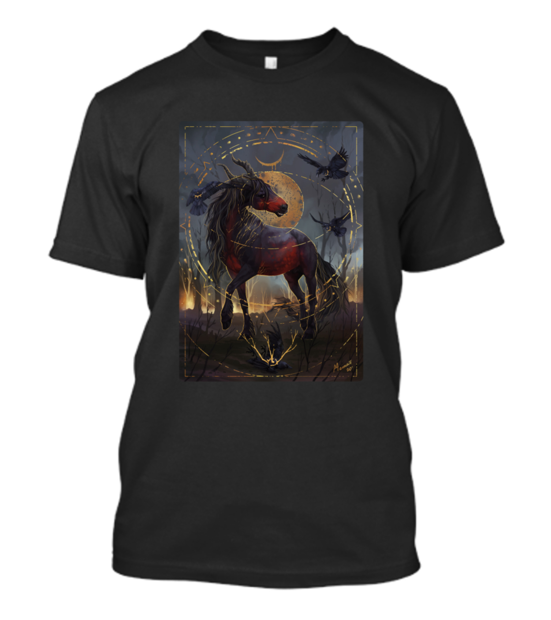 Dark Horse Moon Crow Enchantment T-Shirt