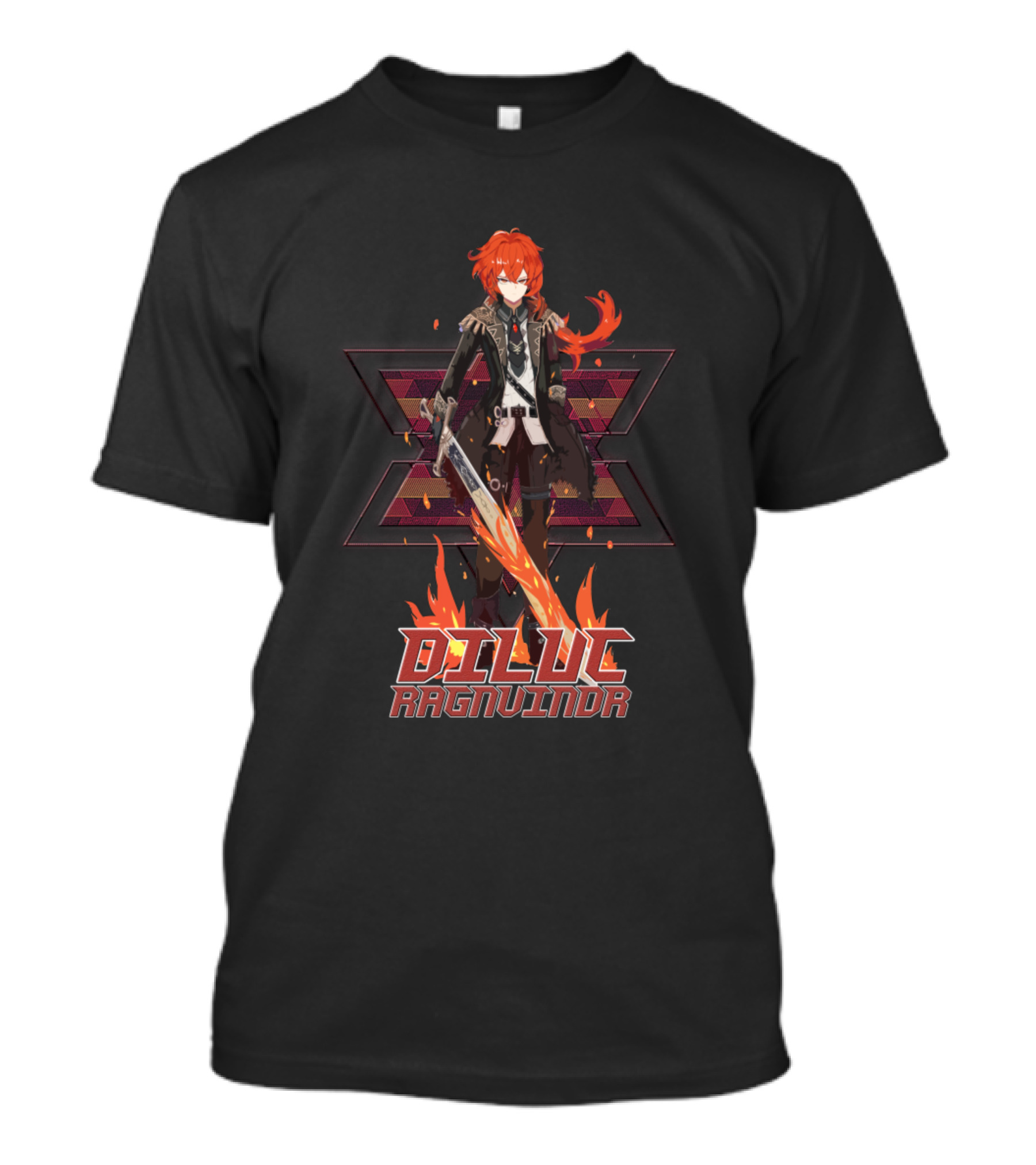 Genshin Impact Diluc Ragnvindr Fiery Warrior T-Shirt