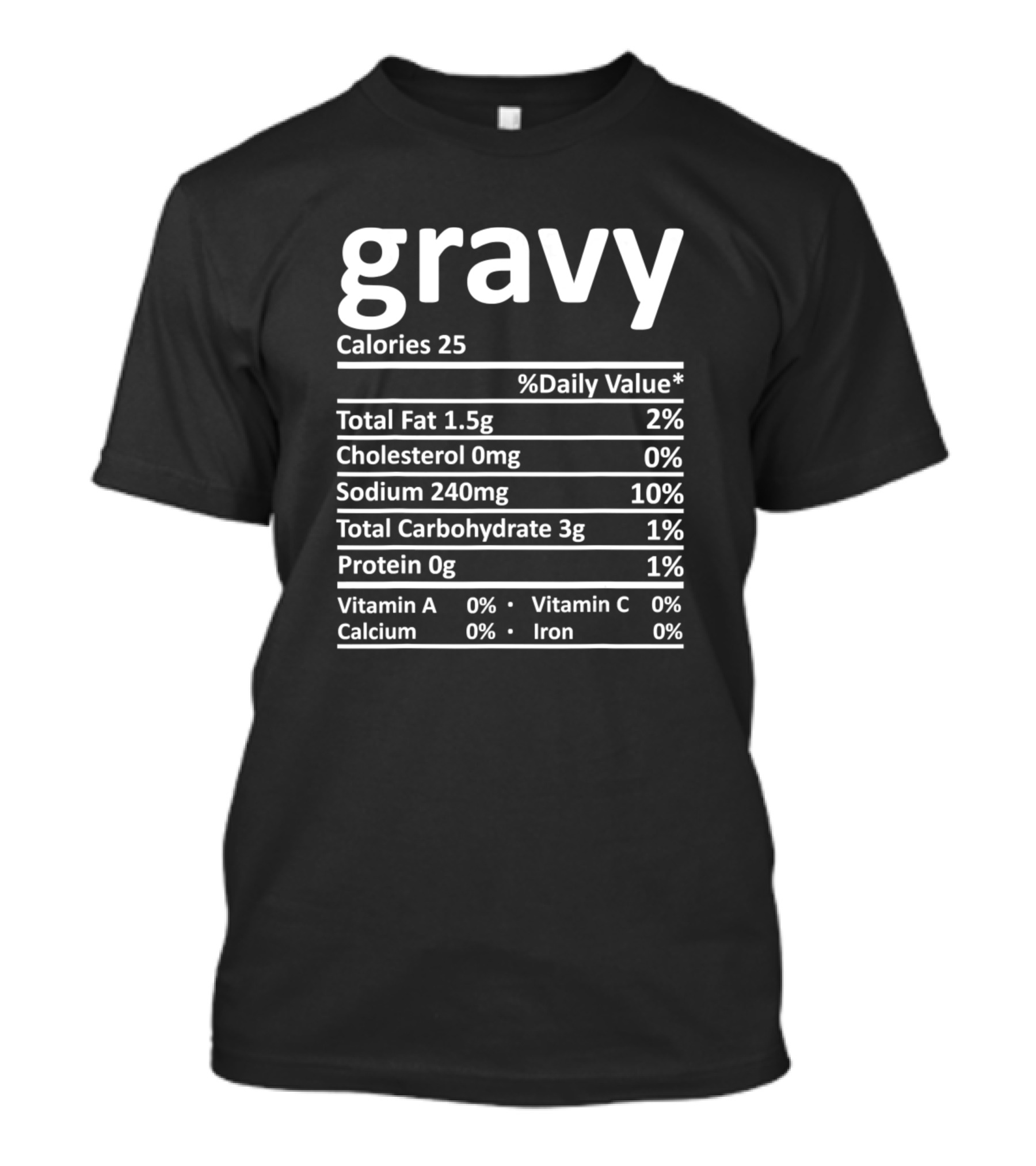 Gravy Nutrition Facts Thanksgiving Costume Calories Sodium Carbohydrate Protein Details T-Shirt