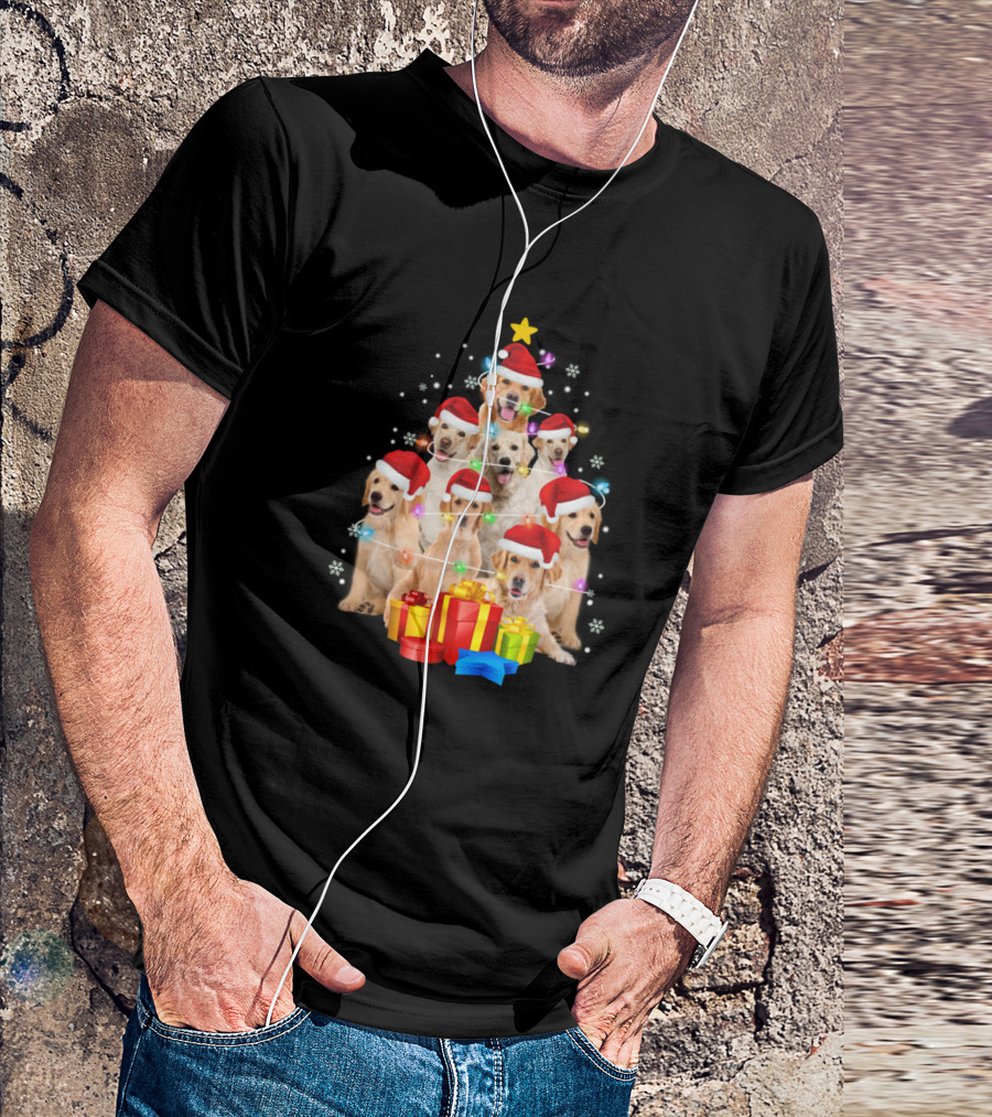 Labrador Christmas Tree Funny Xmas Dog Love Santa Hats And Gifts T-Shirt