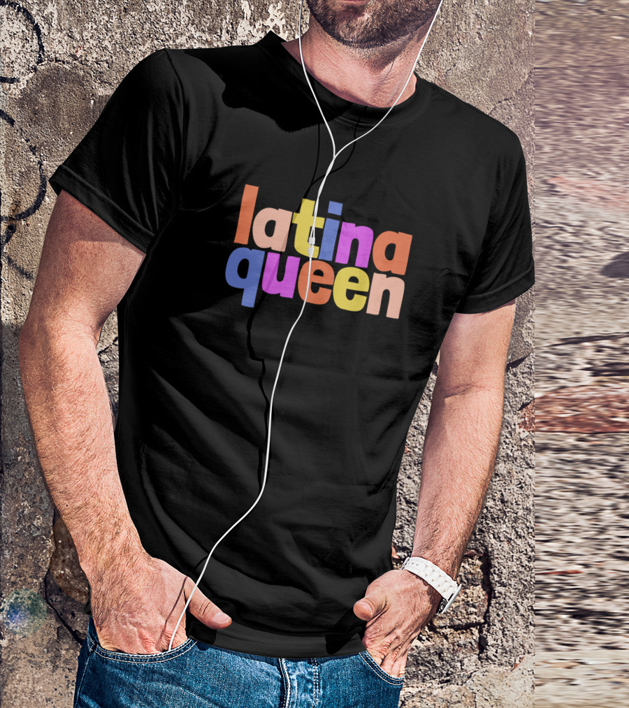 Latina Queen Colorful Retro Block Letters T-Shirt