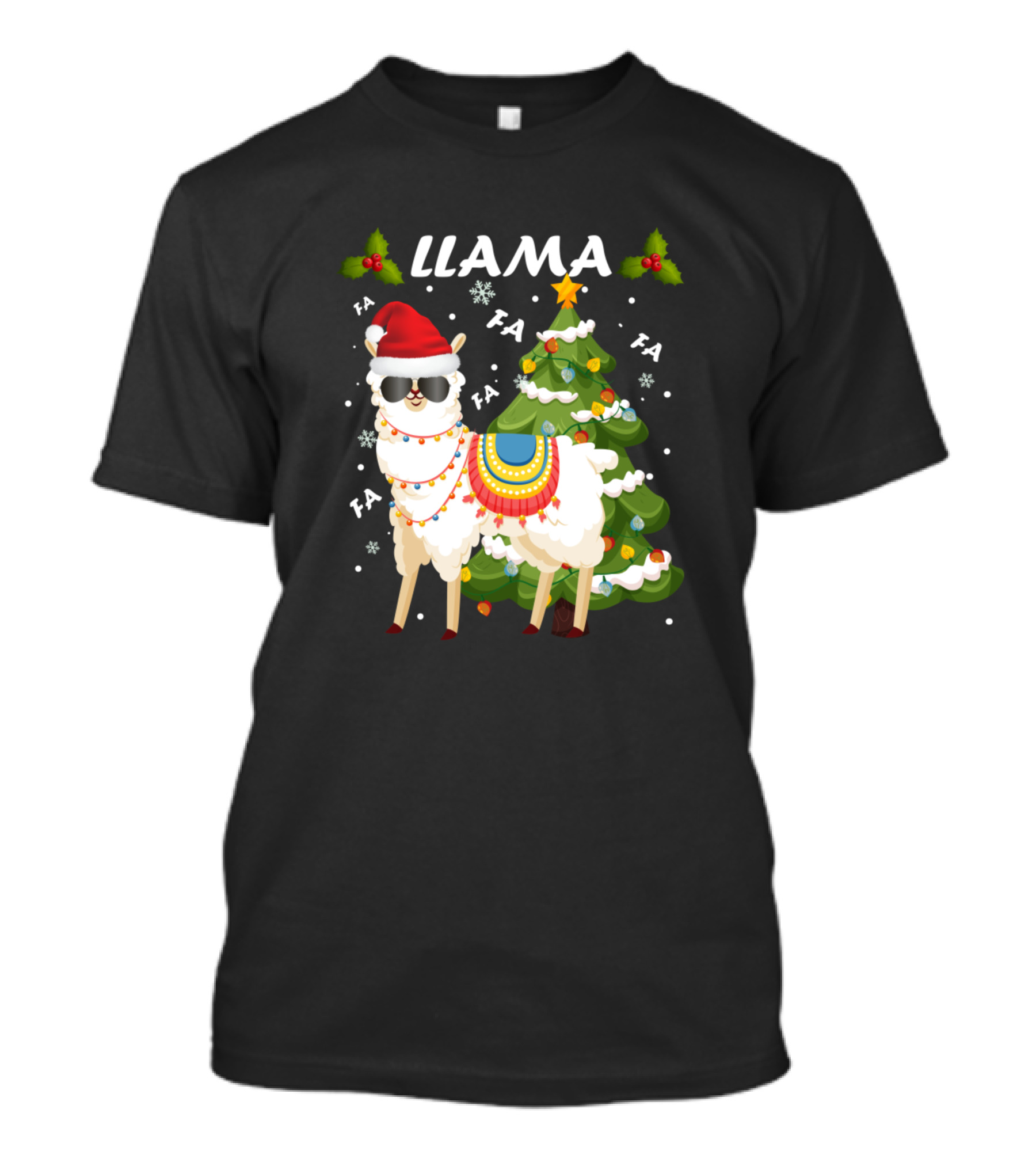 Llama Fa La La Christmas Tree Santa Hat Alpaca Lovers T-Shirt
