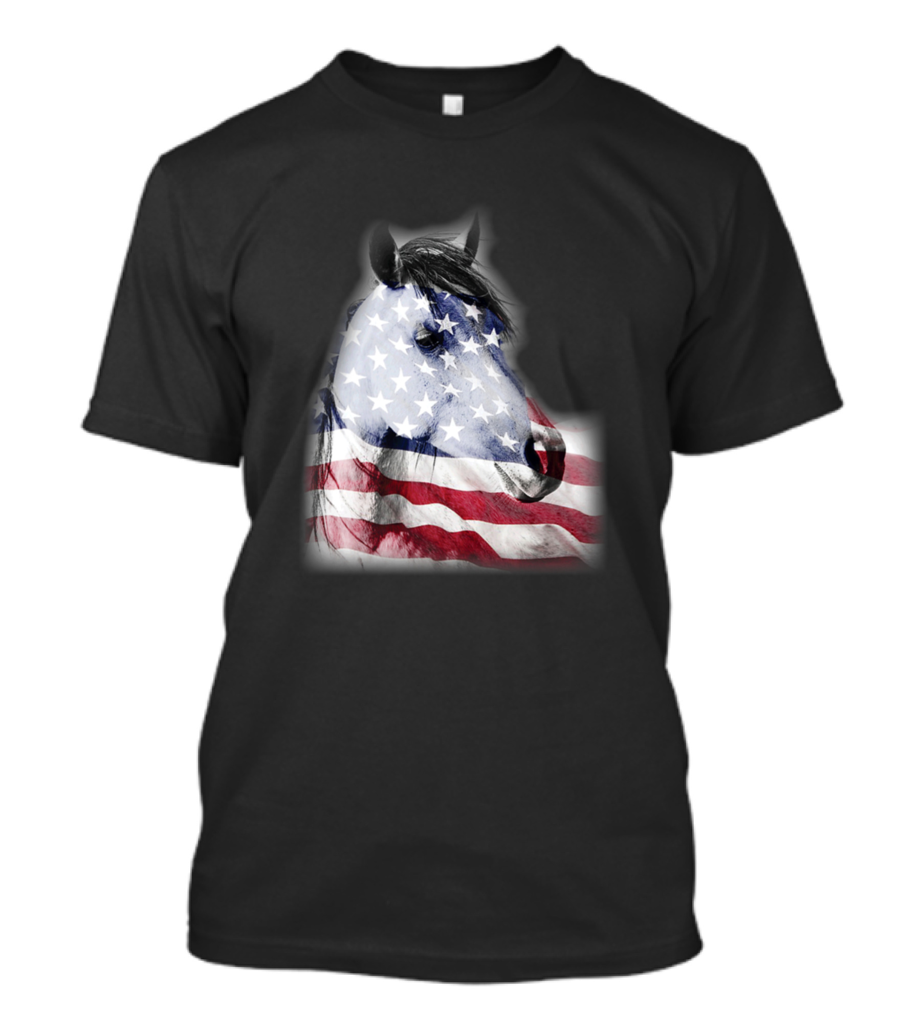 Patriotic Horse Head American Flag Independence Day Horse Lover T-Shirt
