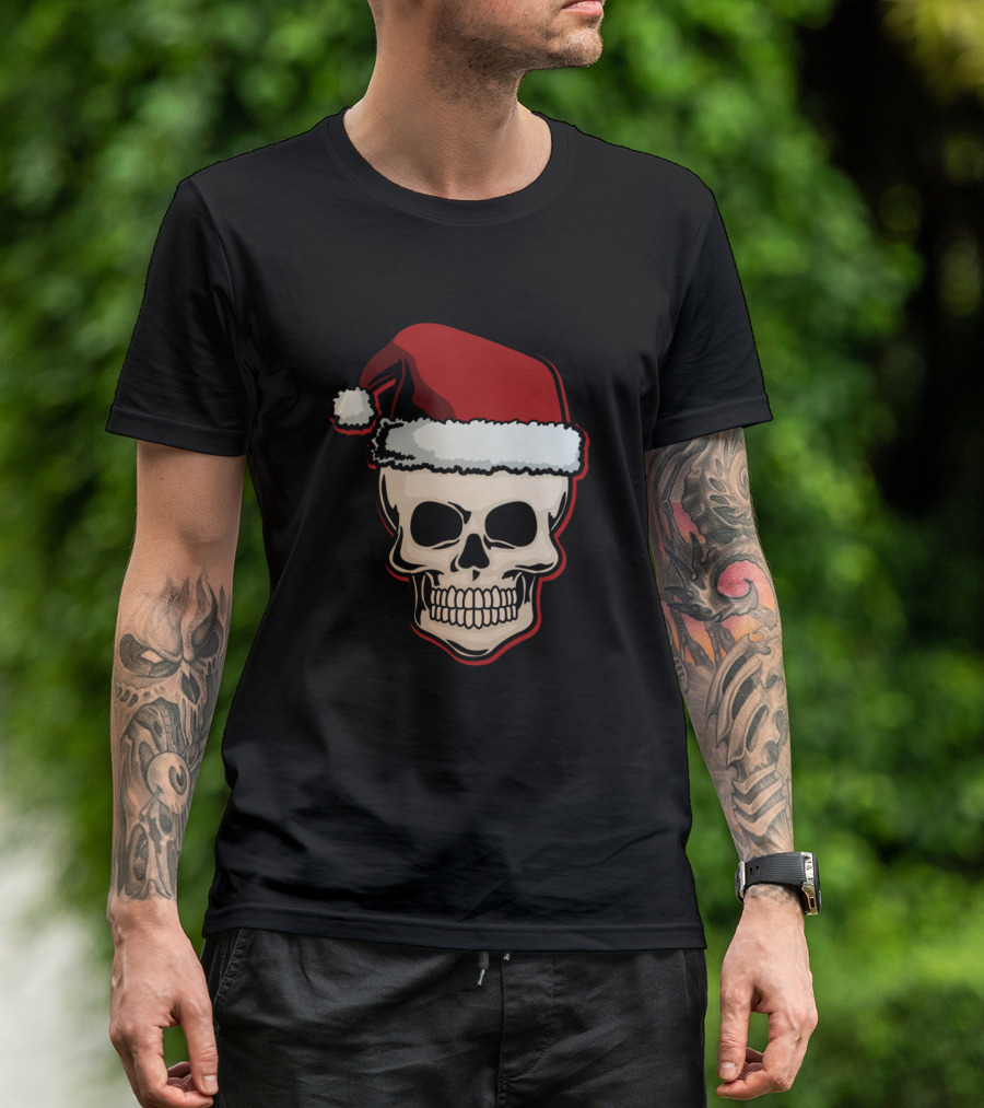 Santa Claus Skull Christmas Hat T-Shirt