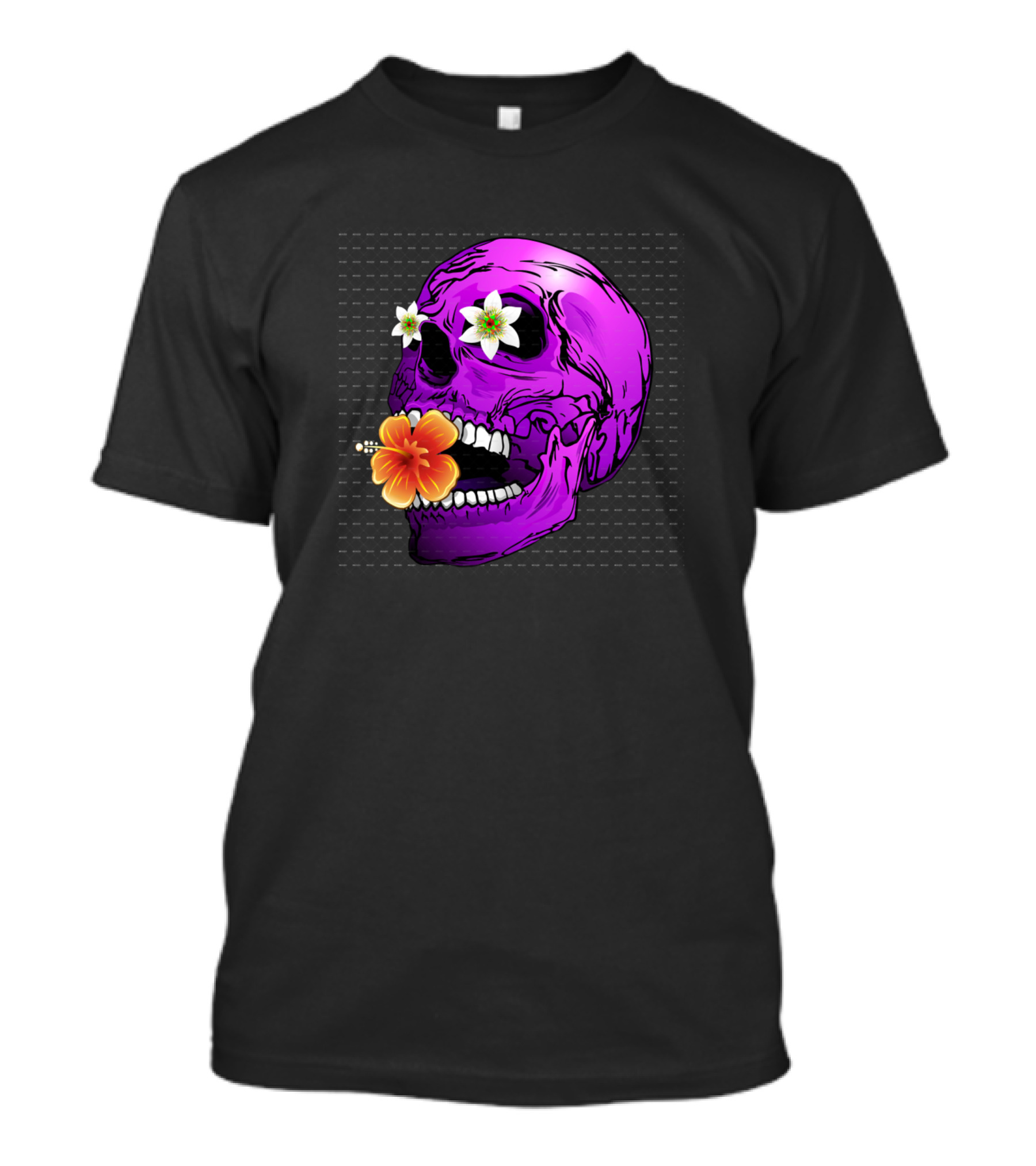 Skull Purple Floral Sugar Skull Flowers T-Shirt