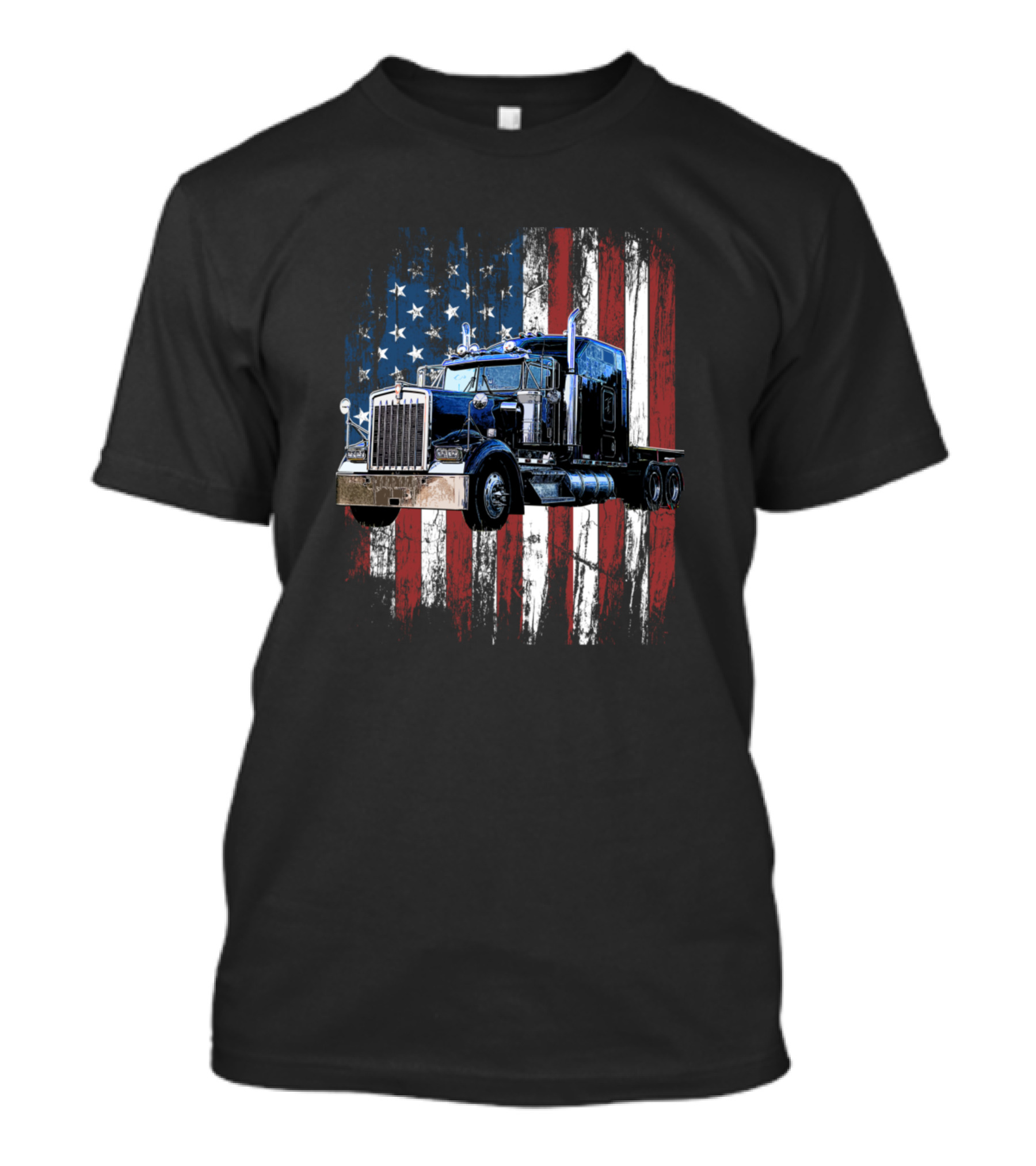 Trucker American Flag Truck Driver Patriotic Semi Truck T-Shirt