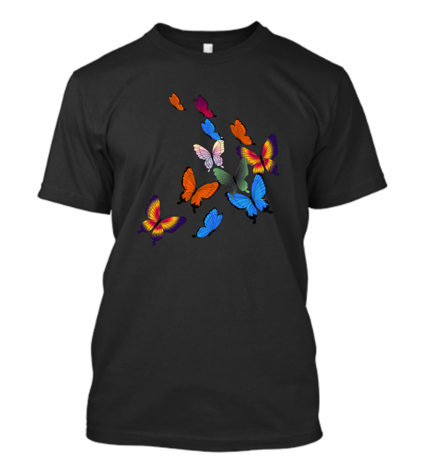 Colorful Pattern Of Orange Blue Pink Butterflies T-Shirt