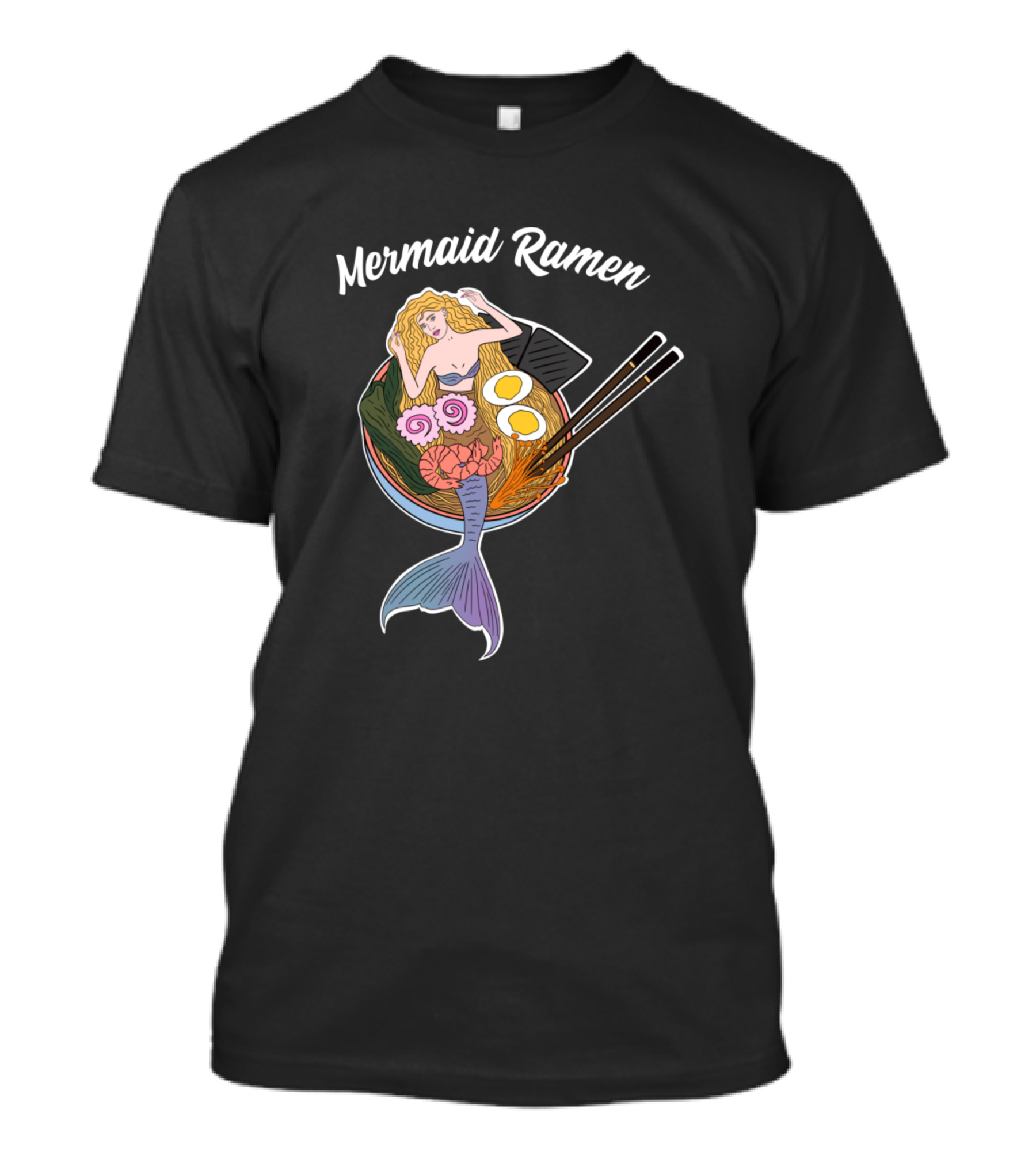 Mermaid Ramen Noodle Bowl With Asian Cuisine Elements T-Shirt