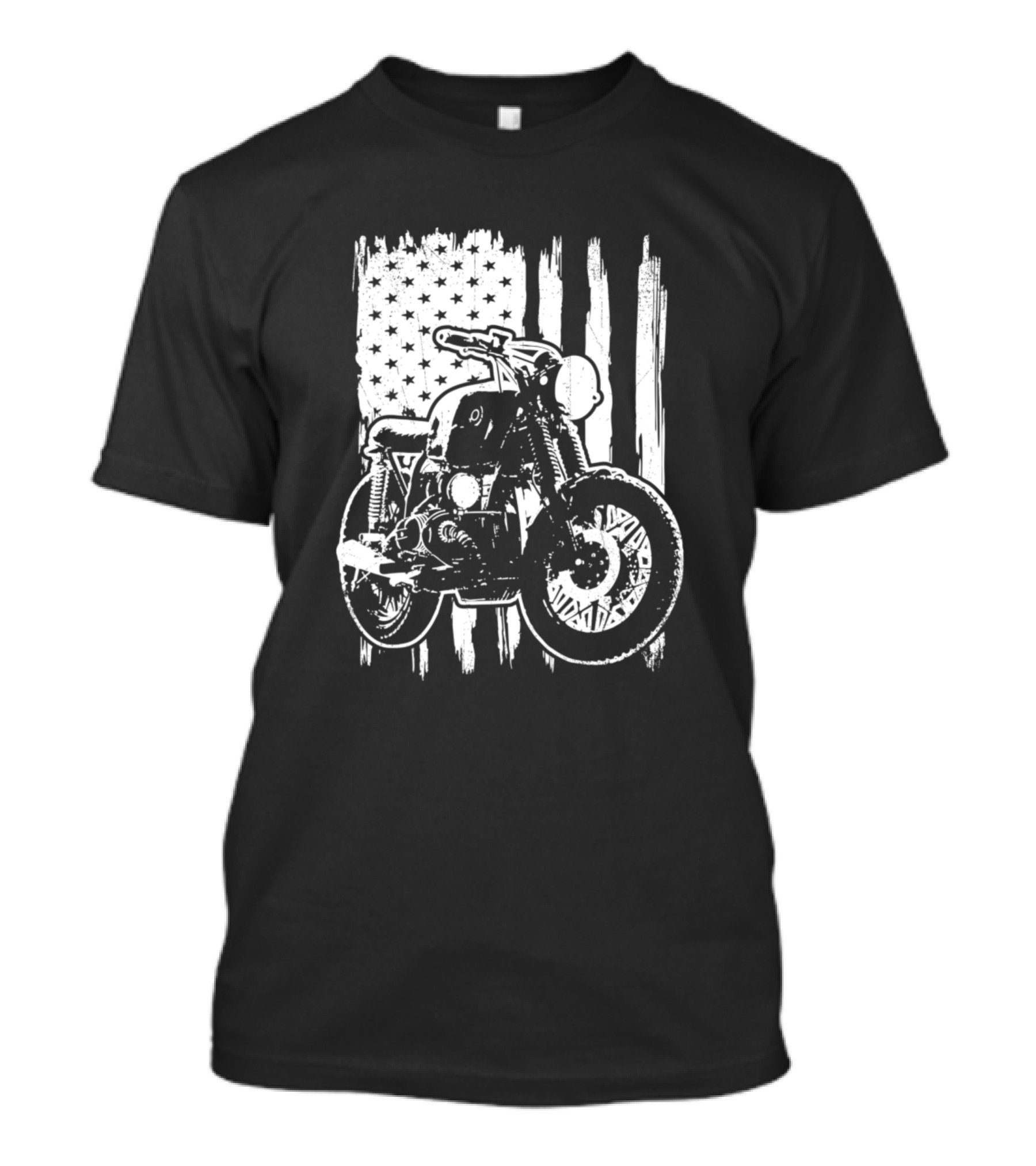 Motorcycle And Distressed American Flag Rider T-Shirt