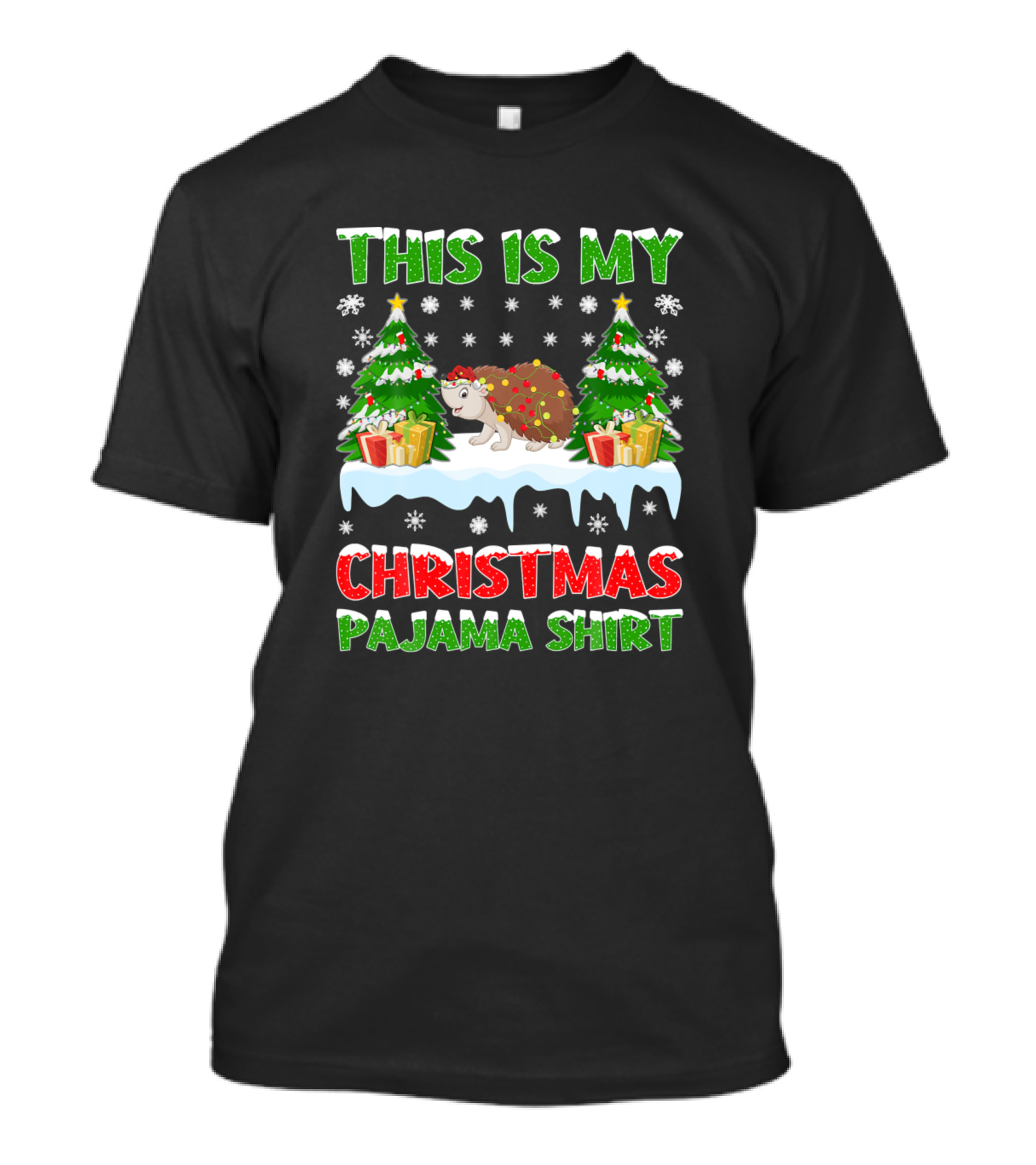 This Is My Christmas Pajama Shirt Hedgehog Funny Holiday T-Shirt