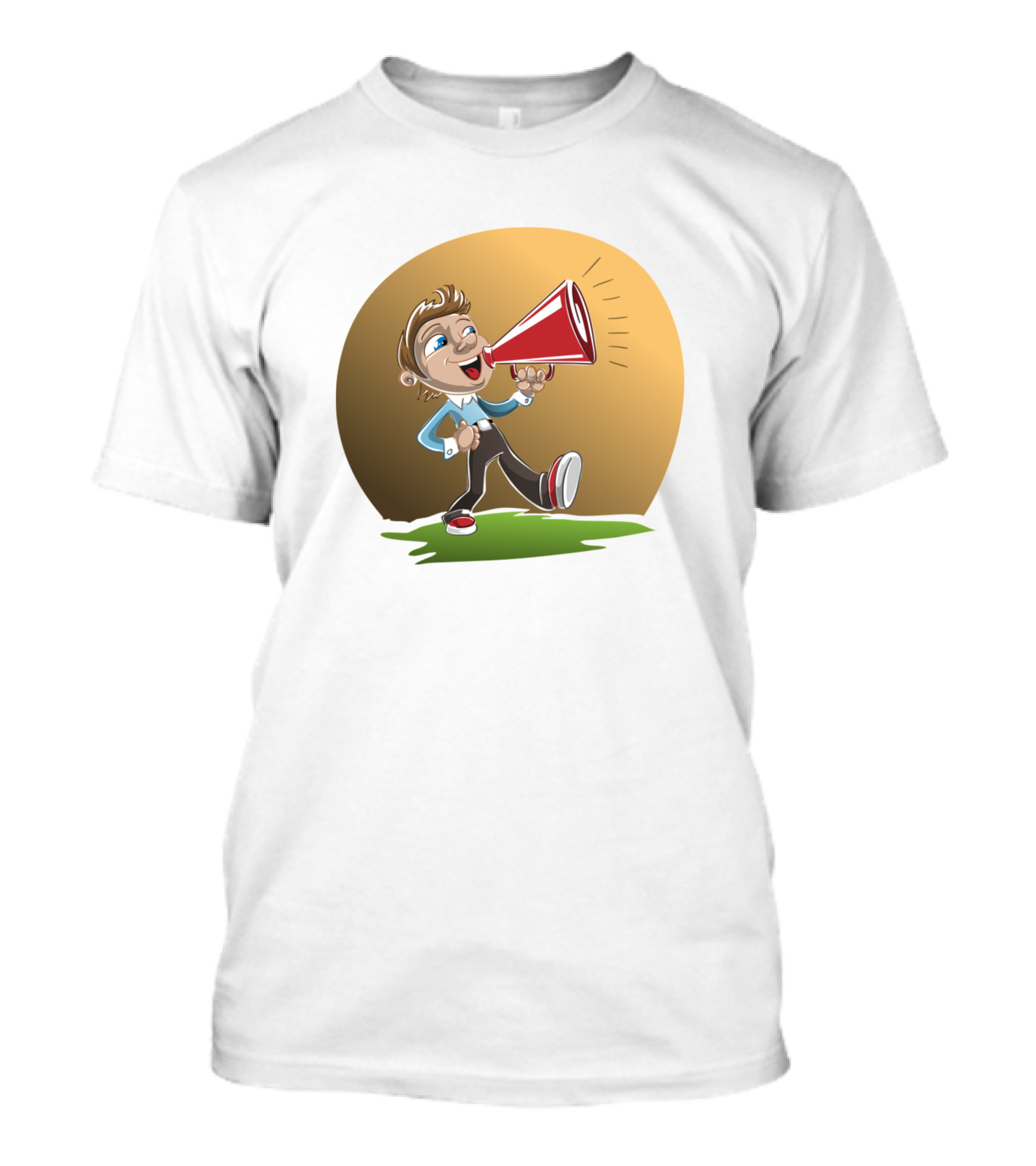 Life Is Beautiful Cartoon Character With Megaphone T-Shirt