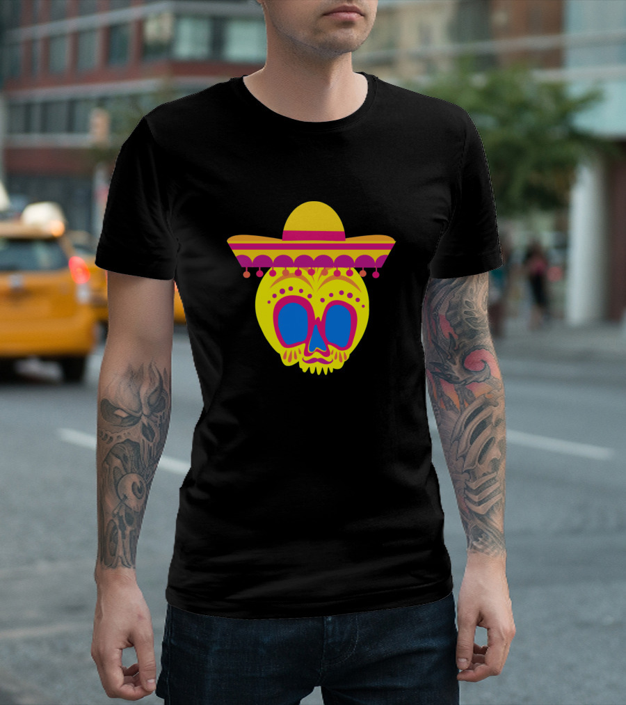 Mexico Cinco De Mayo Skull Fiesta Sombrero T-Shirt