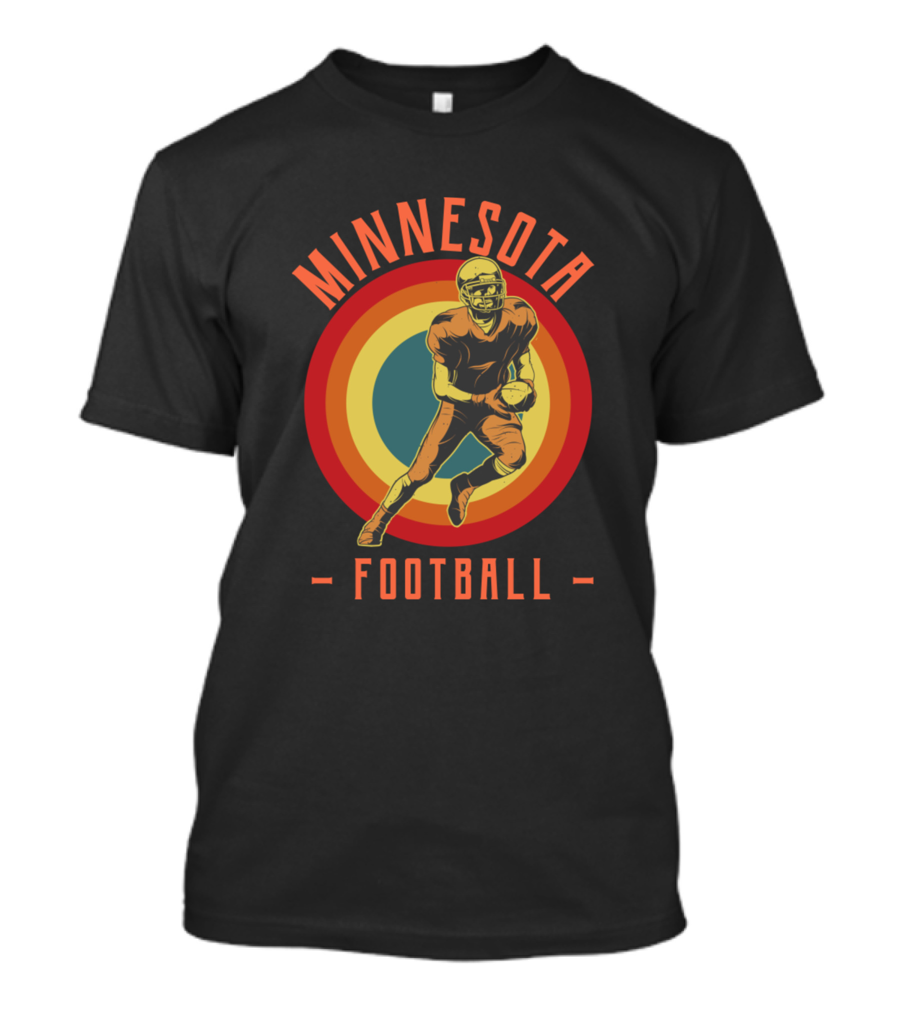 Minnesota Football Retro Style American Football Player With Vibrant Circular Background T-Shirt
