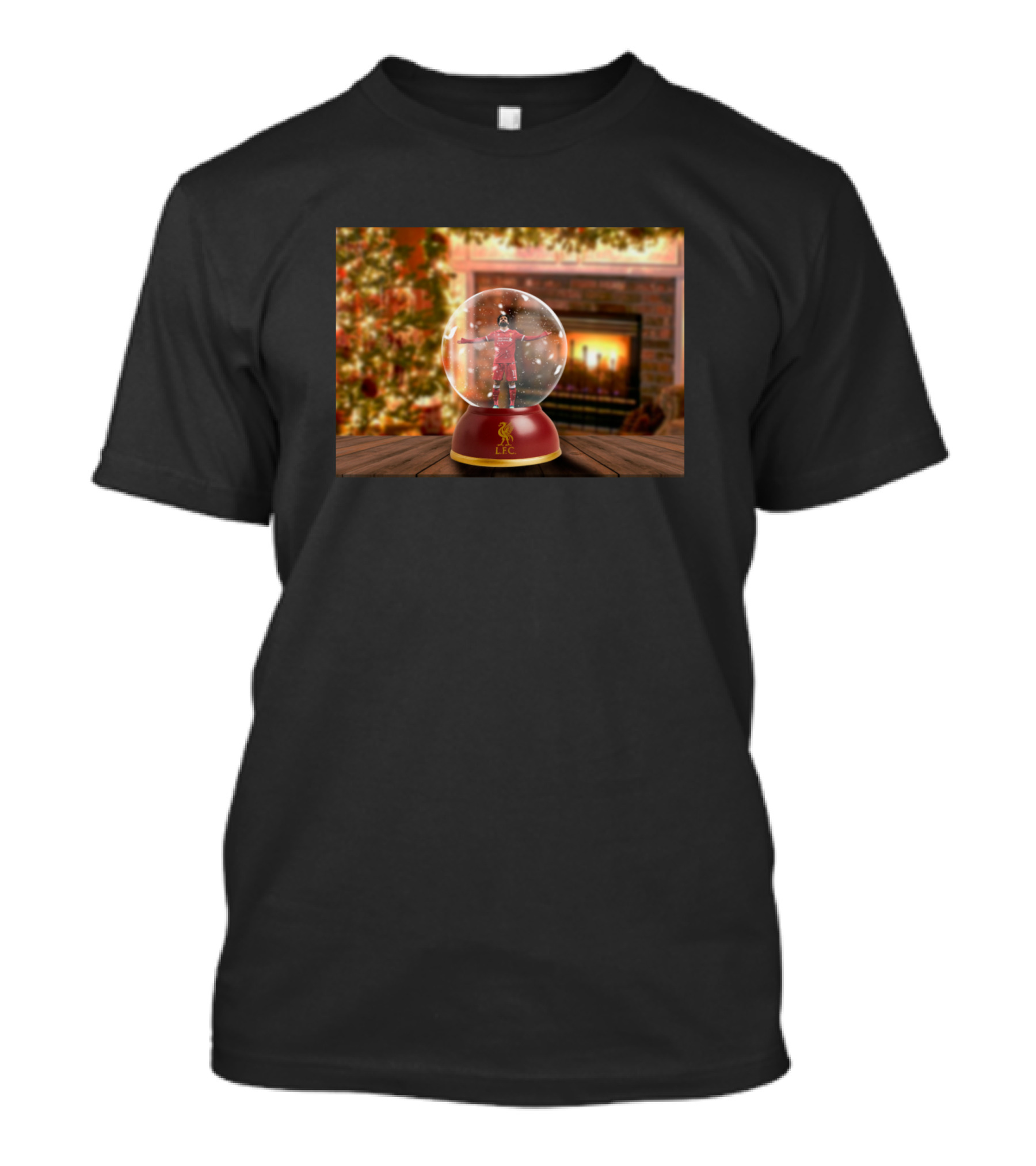 Mo Salah LFC Snow Globe Christmas Scene T-Shirt
