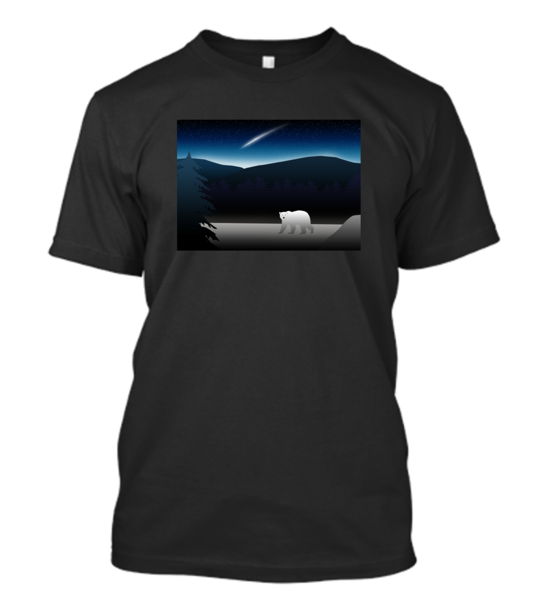 North Star Polar Bear Under Night Sky With Shooting Star T-Shirt