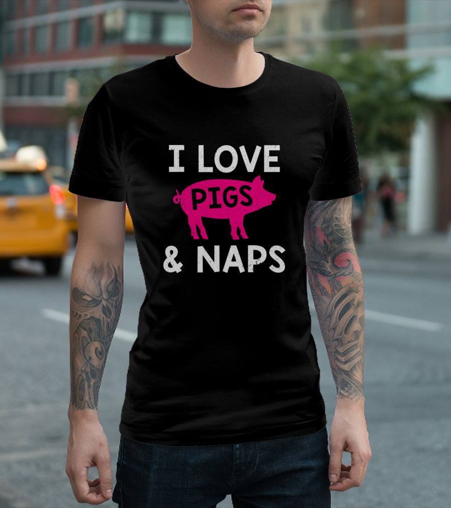 I Love Pigs and Naps Pig Silhouette T-Shirt