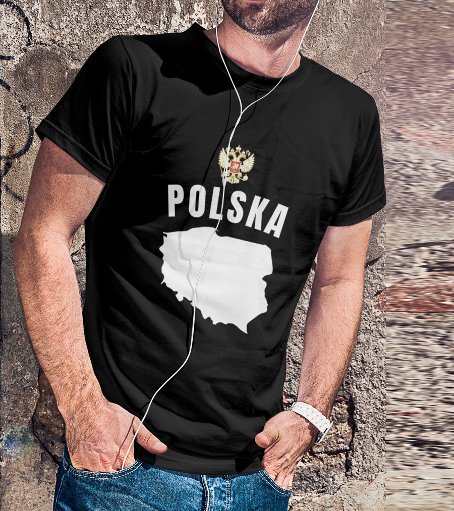 Polska Map With Polish Eagle Emblem Soccer Football T-Shirt