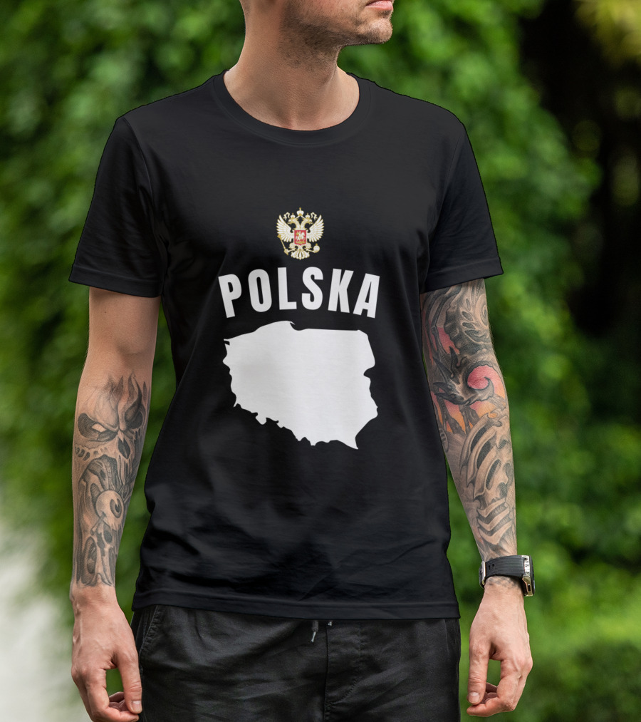 Polska Map With Polish Eagle Emblem Soccer Football T-Shirt