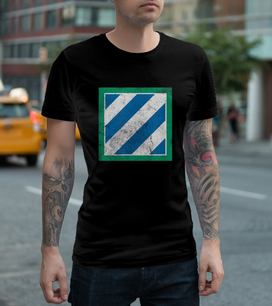 3Rd Infantry Division Iraq War Veteran Blue and White Stripes T-Shirt