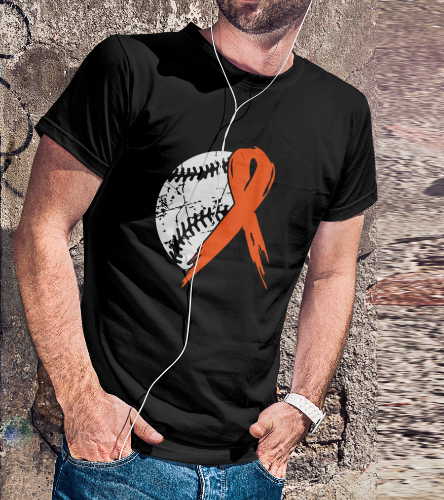 Baseball Long Q Syndrome Awareness Orange T-Shirt