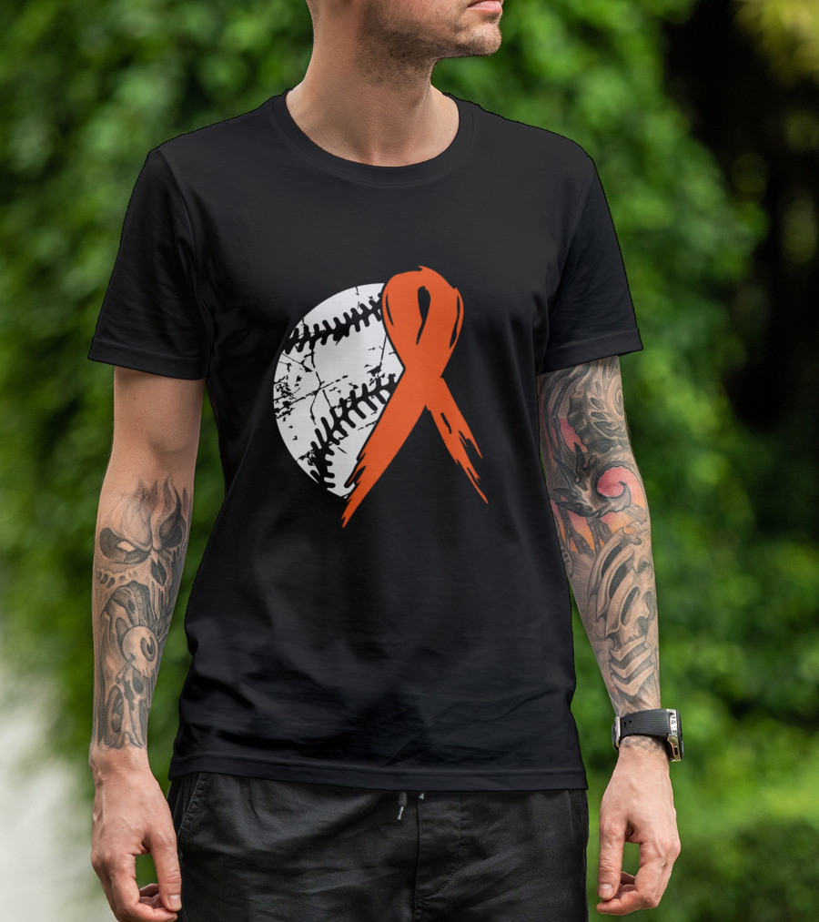 Baseball Long Q Syndrome Awareness Orange T-Shirt