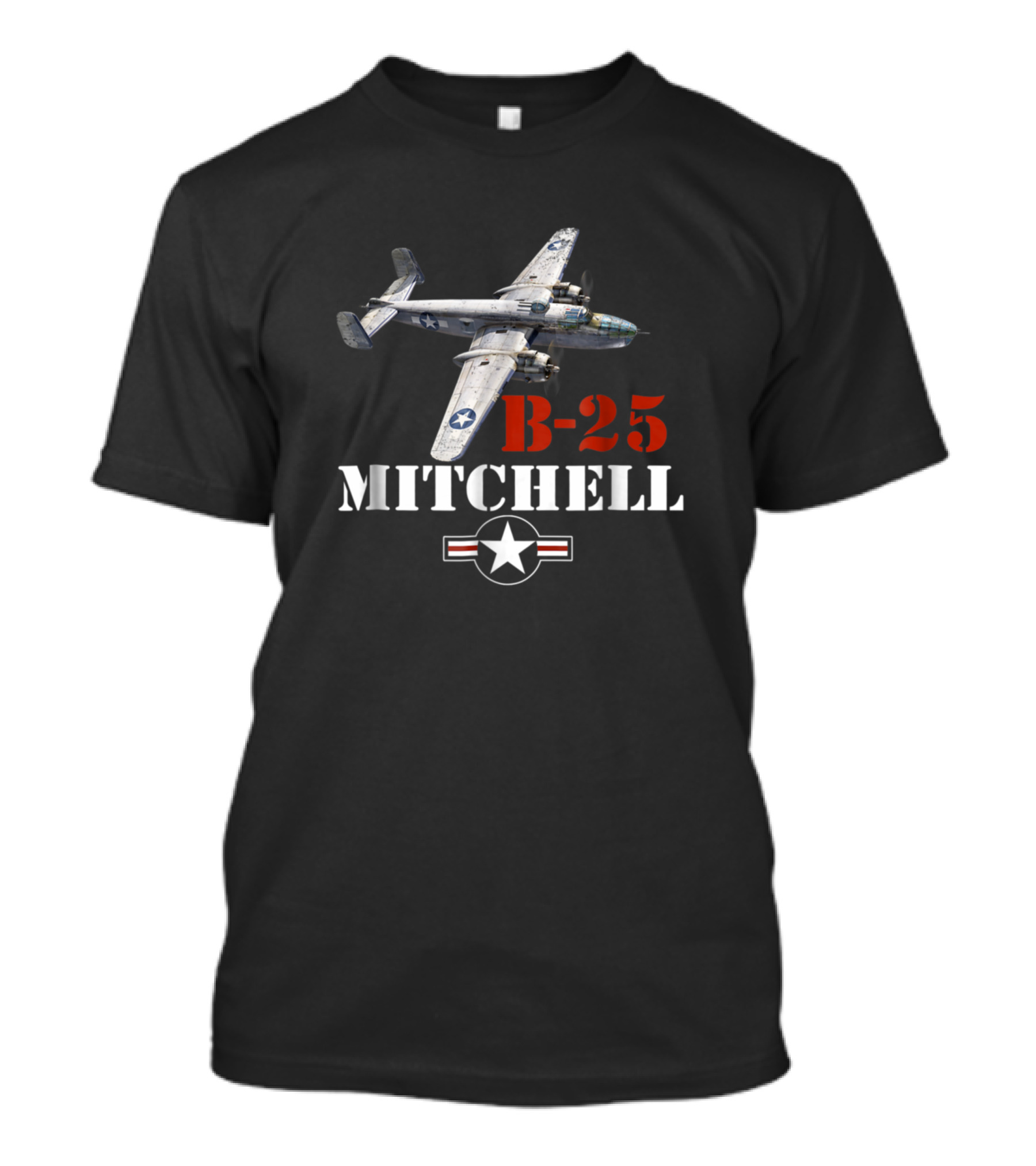 B-25 Mitchell WWII Bomber Airplane With Star Insignia T-Shirt