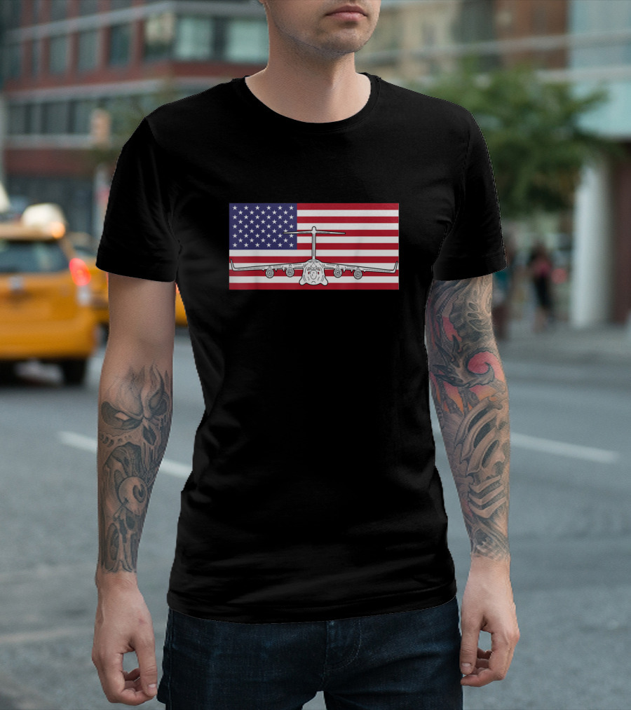 C17 Globemaster Pilot American Flag Aviation Humor T-Shirt