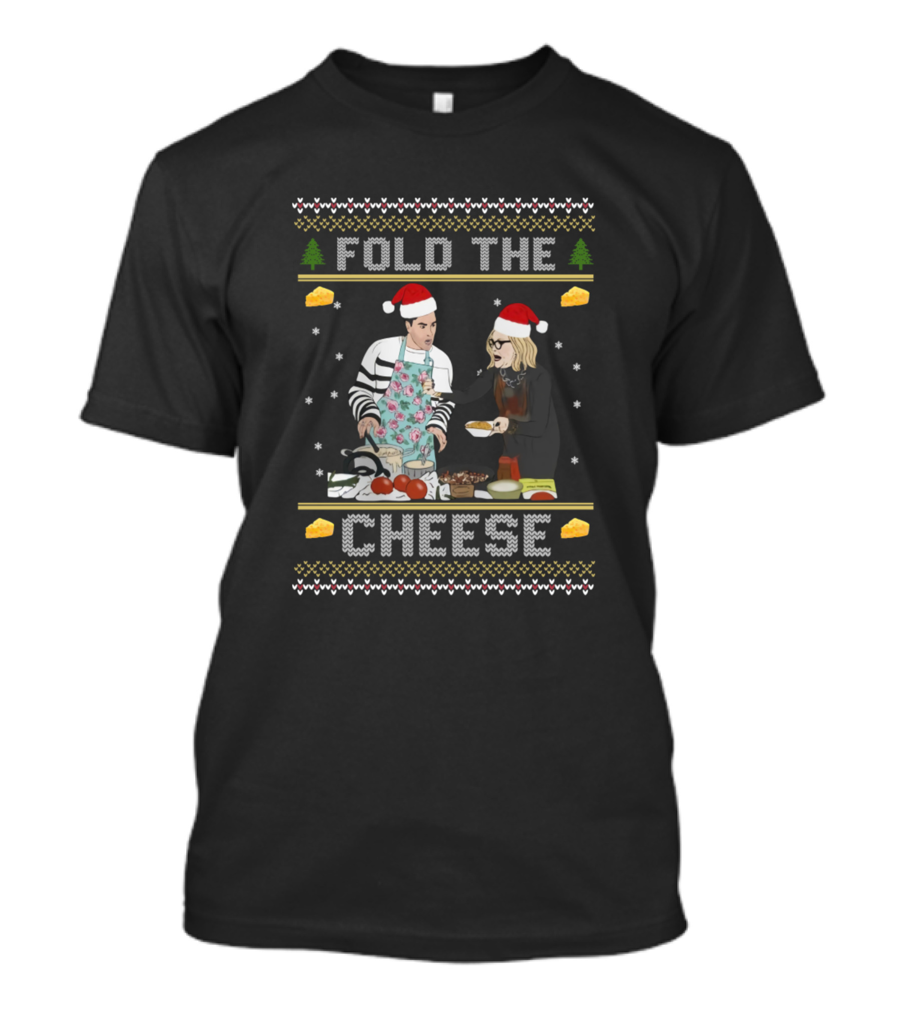 Fold The Cheese Christmas Sweater Scene T-Shirt