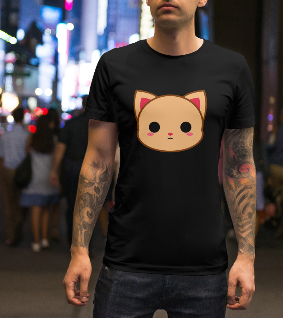 Cute Orange British Short Hair Cat Face With Pink Cheeks And Ears T-Shirt