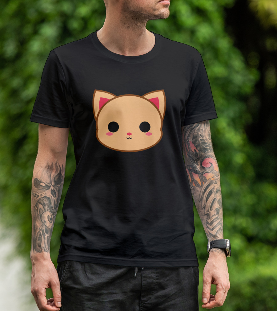 Cute Orange British Short Hair Cat Face With Pink Cheeks And Ears T-Shirt