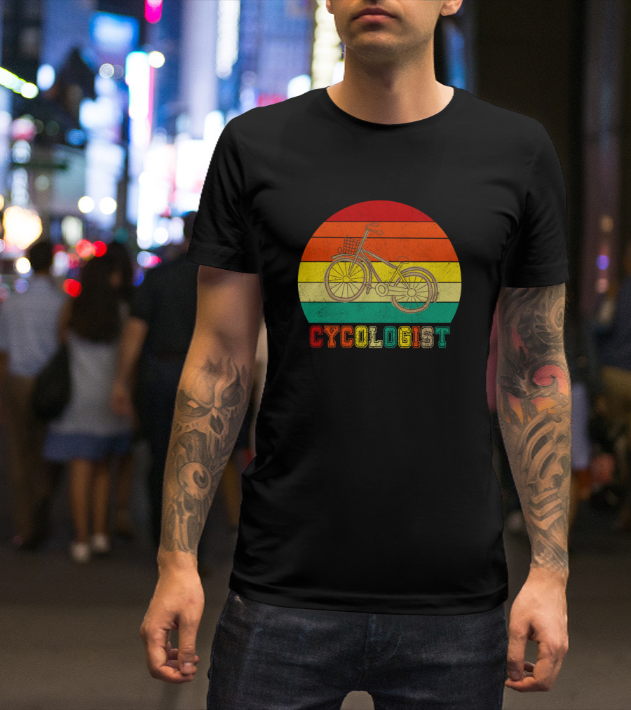 Cycologist Vintage Bicycle Cycling Road Bike Cyclist Retro Stripes T-Shirt