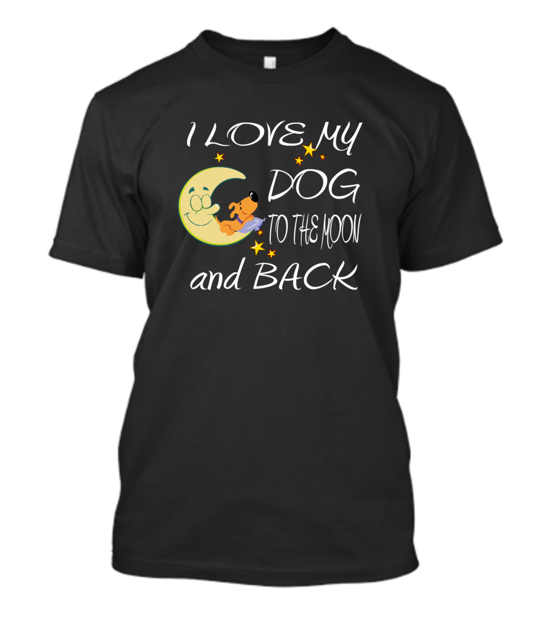 I Love My Dog To The Moon And Back Moon Star Cartoon T-Shirt