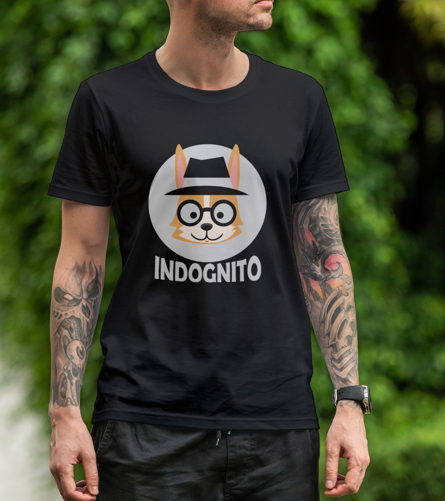 Dogs Indognito Corgi Wearing Hat And Glasses T-Shirt