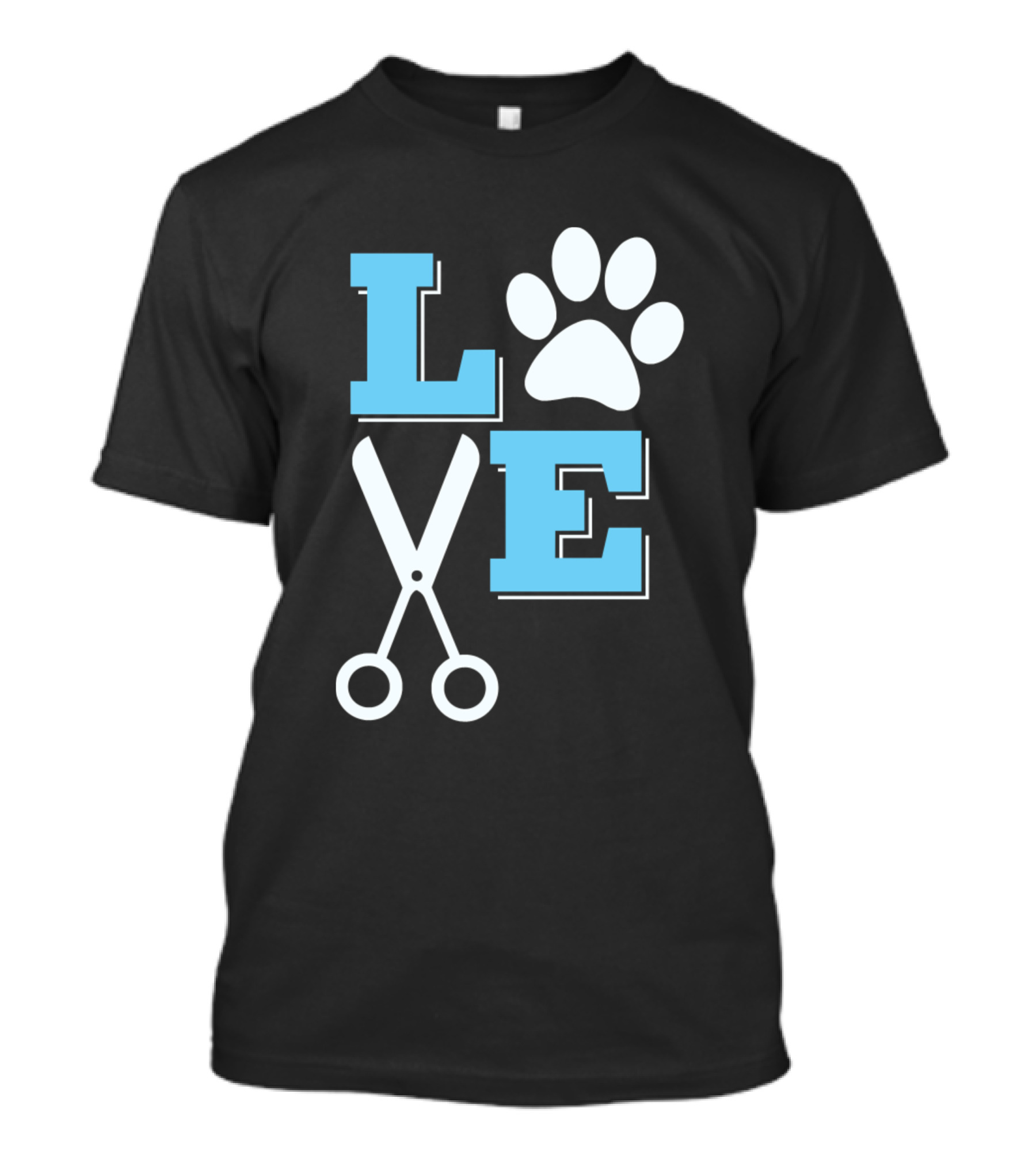 Love Dogs Groomer Print Paw Scissors Pet Grooming T-Shirt