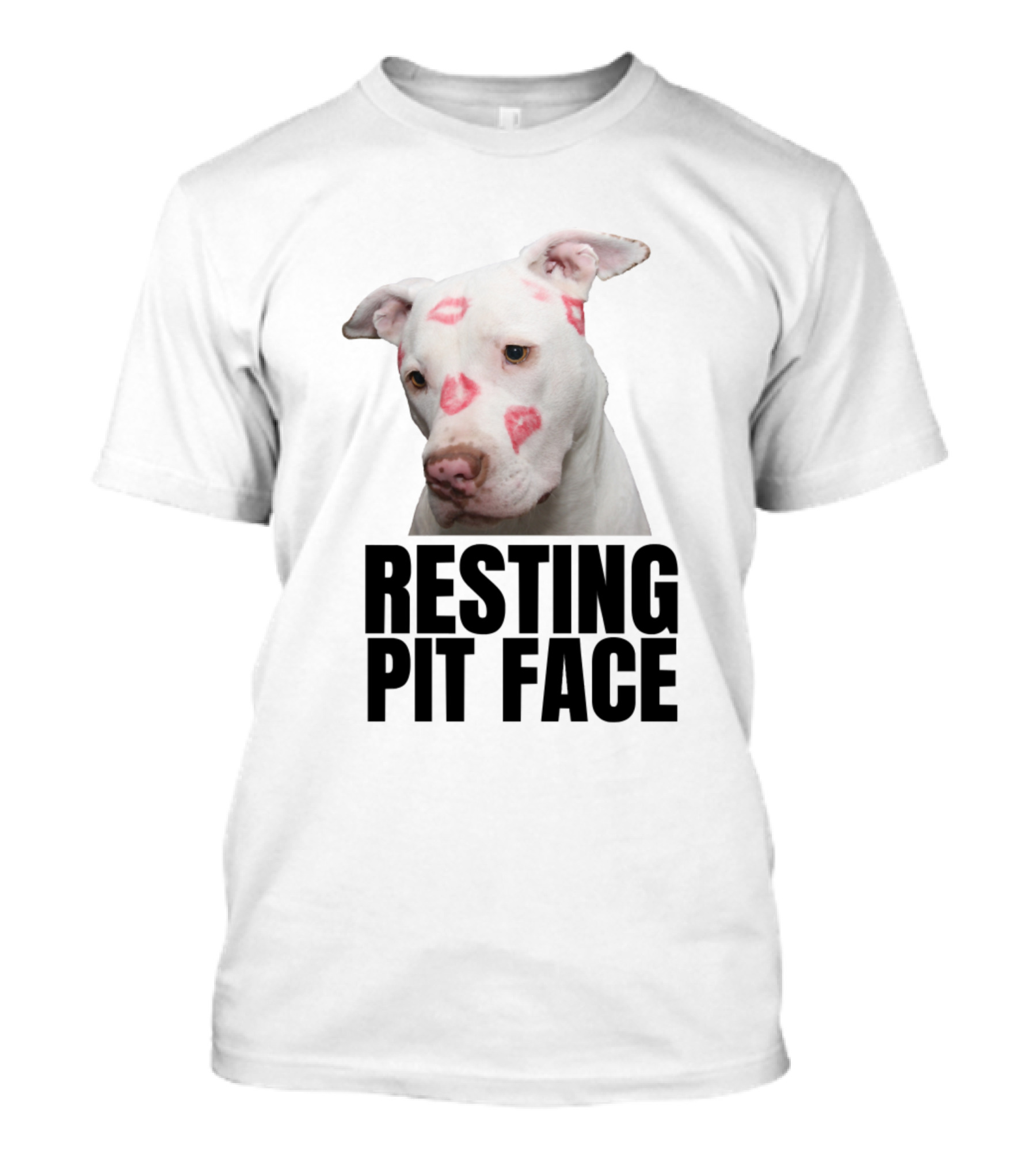 Resting Pit Face Dogs Funny Kiss Marks T-Shirt