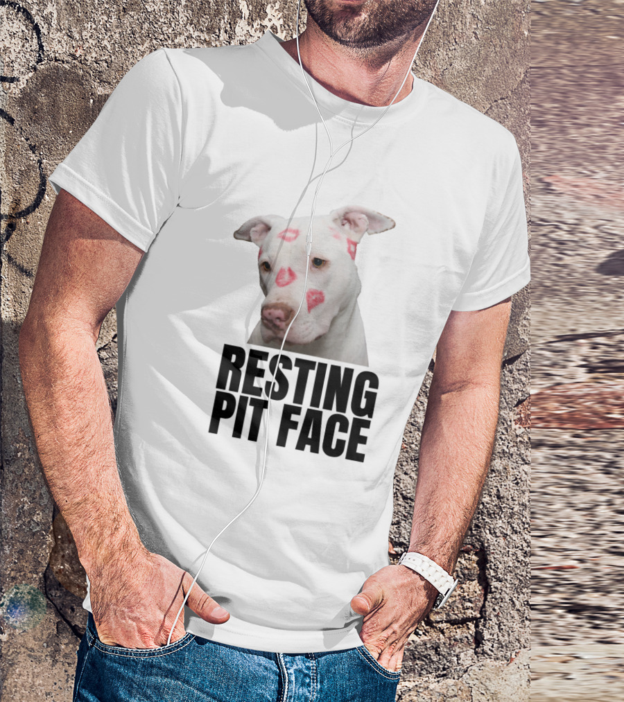 Resting Pit Face Dogs Funny Kiss Marks T-Shirt