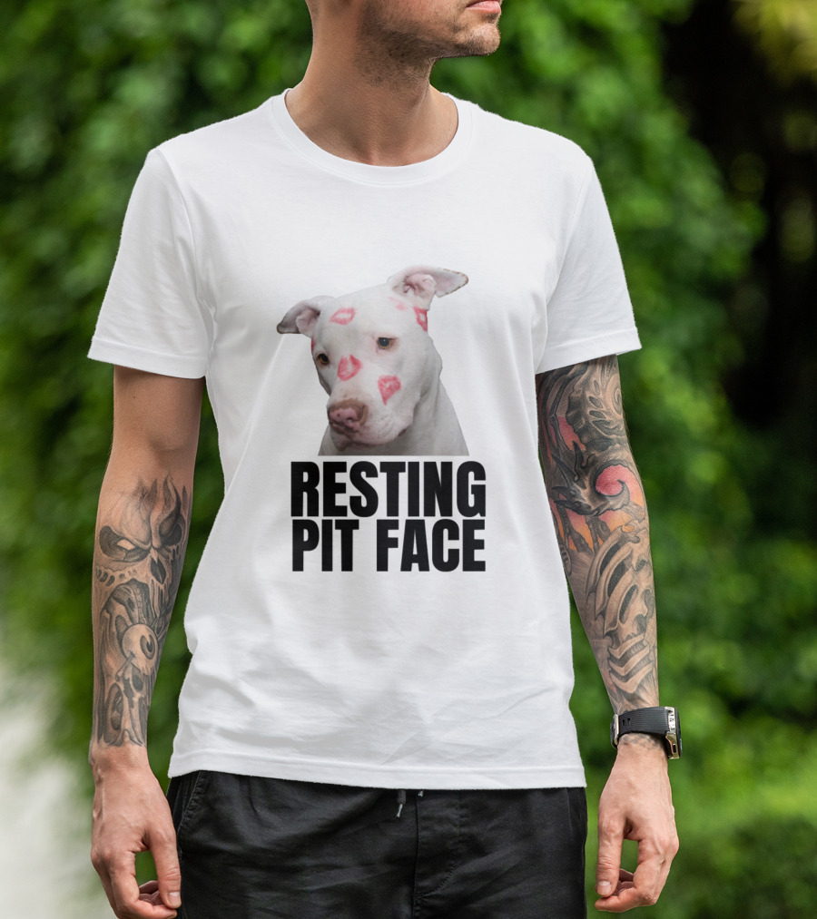 Resting Pit Face Dogs Funny Kiss Marks T-Shirt