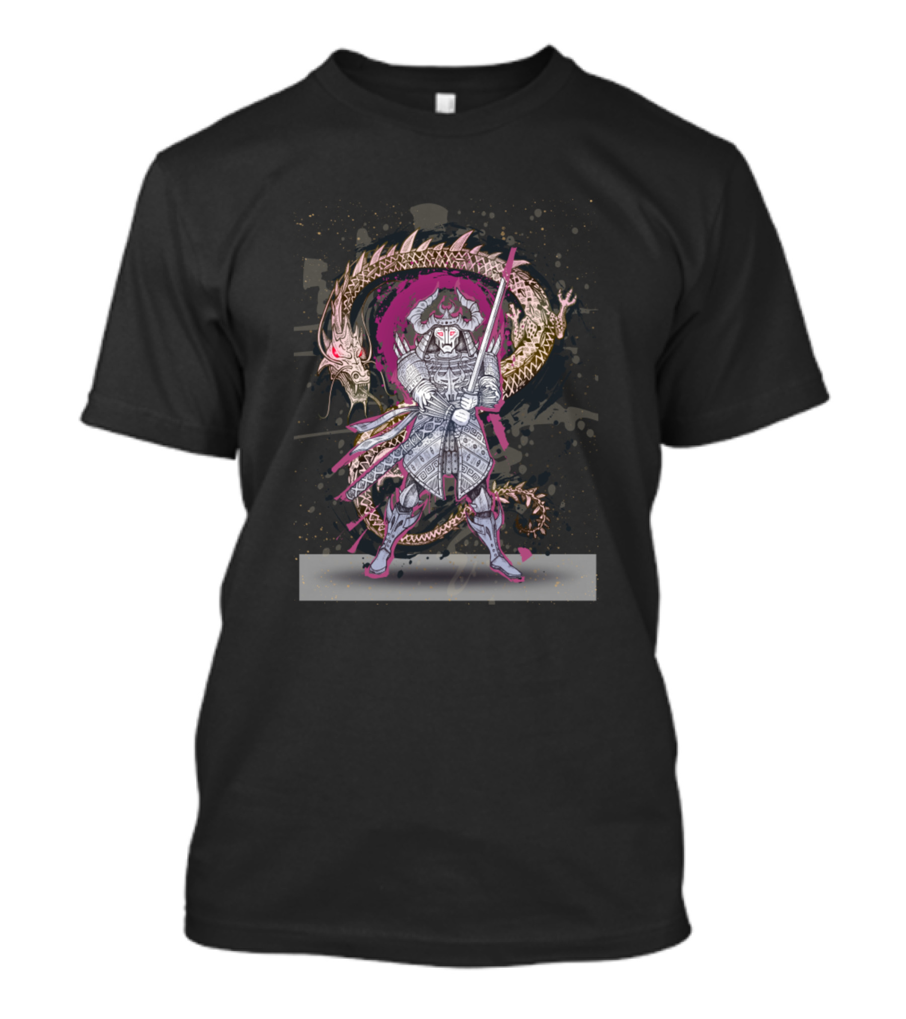 Dragon And Japanese Samurai Warrior Fusion T-Shirt