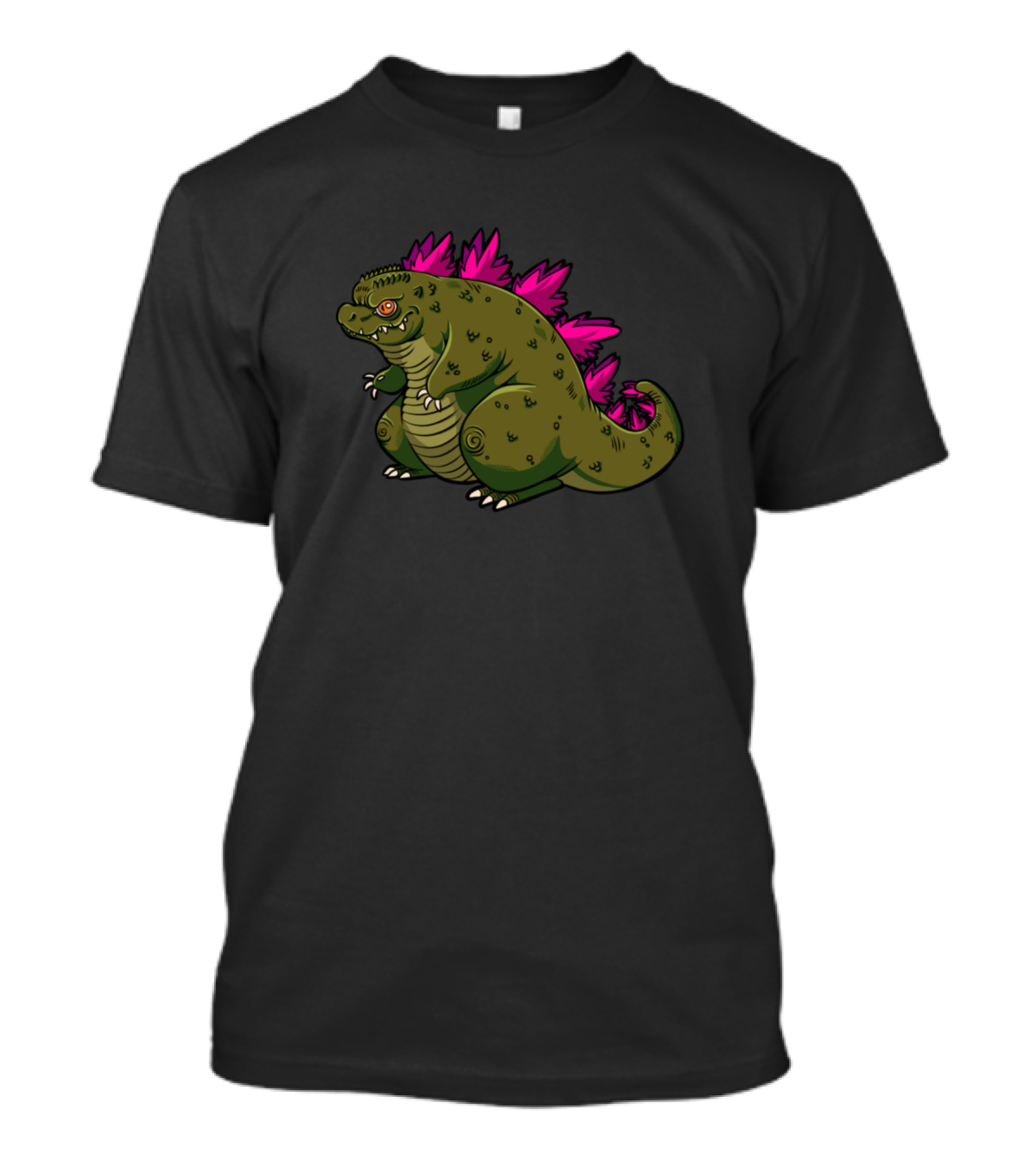 Fatzilla Cartoon Dinosaur Monster With Pink Spines T-Shirt