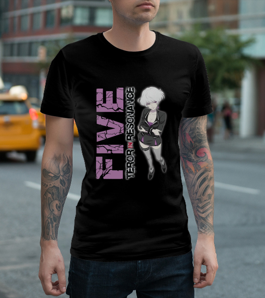 FIVE In Terror In Resonance Anime Character And Text T-Shirt